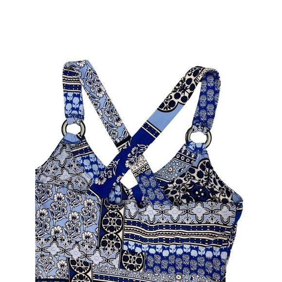 *INC International Concepts Maxi Dress Womens Size S Blue Mixed Print Boho Beach - Picture 5 of 6